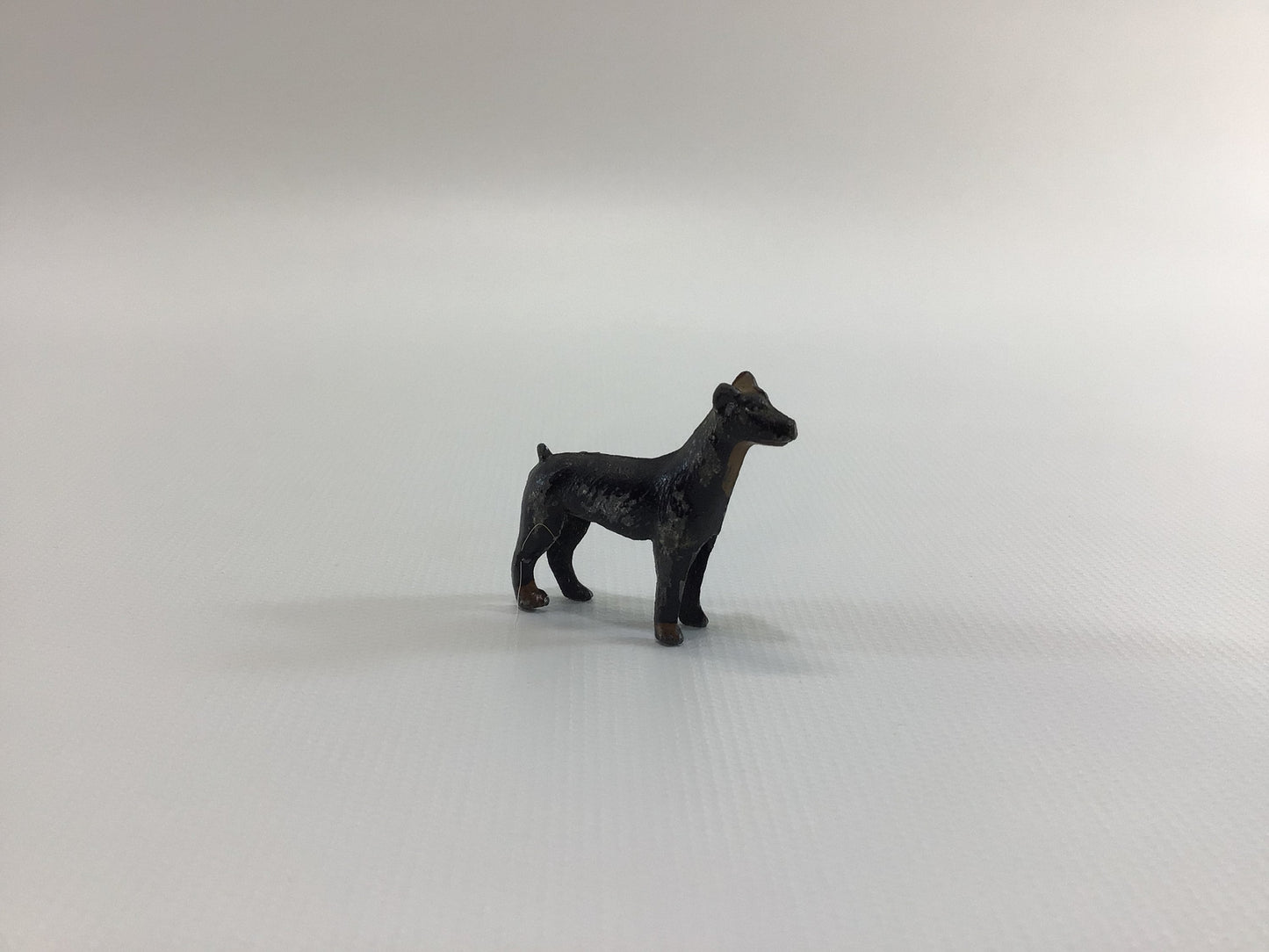 Cracker Jack Prize Doberman Pinscher 1920s Vintage Miniature Pot Metal Toy.