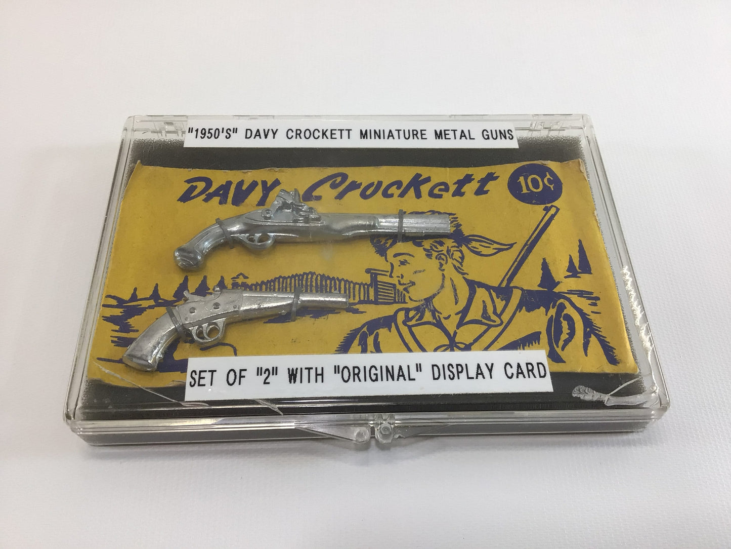 Davy Crockett Flintlock Pistols on Card Vintage TV Western Toy Made in USA