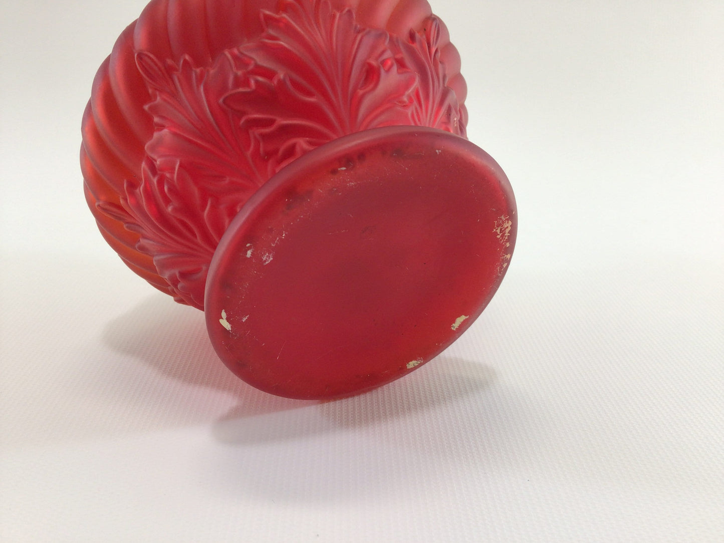 Antique Red Satin Glass Whale Oil Lamp Base Home Decor Replacement Part
