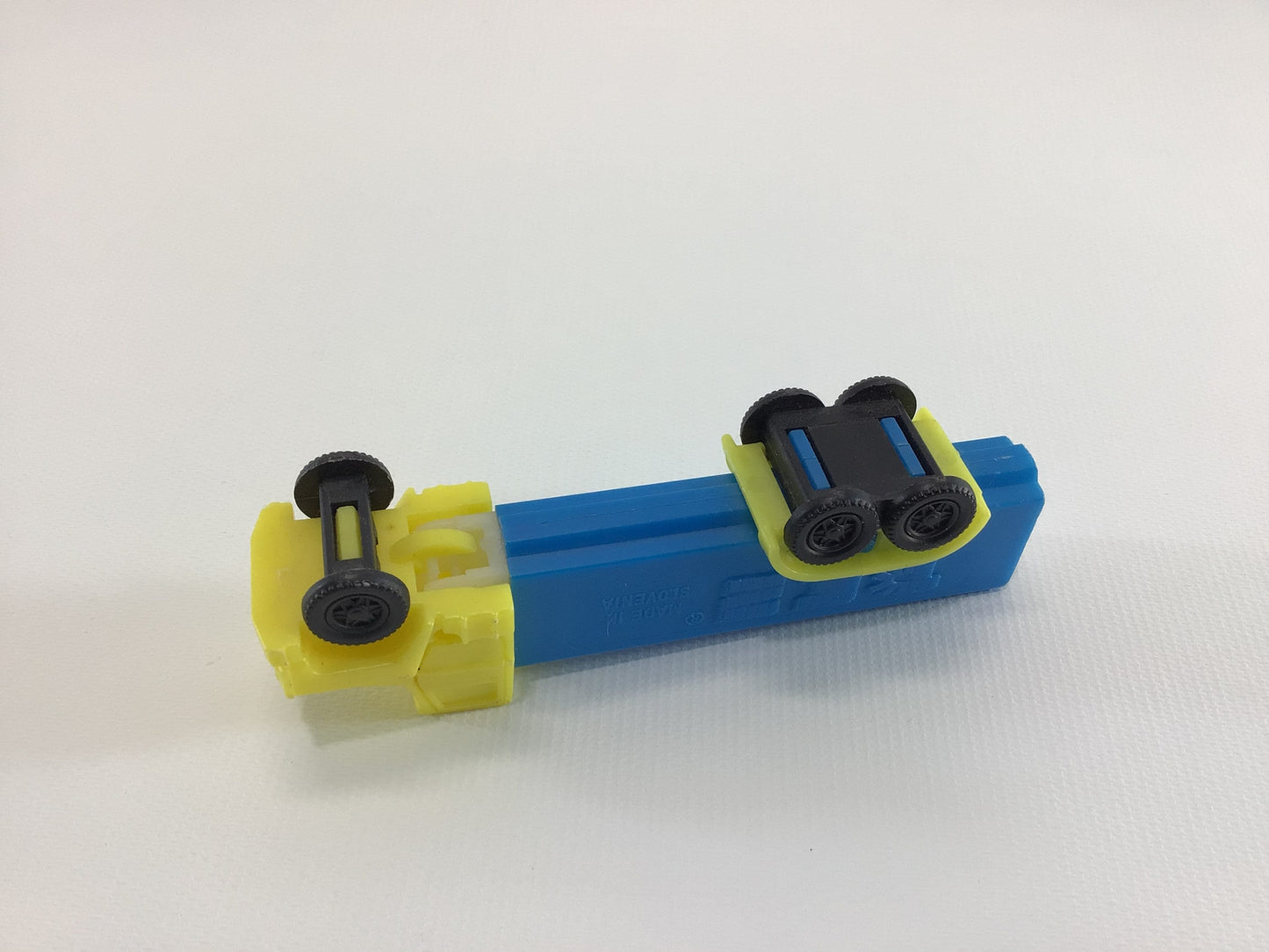 PEZ Tractor Trailer Truck Dispenser Vintage Toy Candy Container Made in Slovenia Yellow Blue