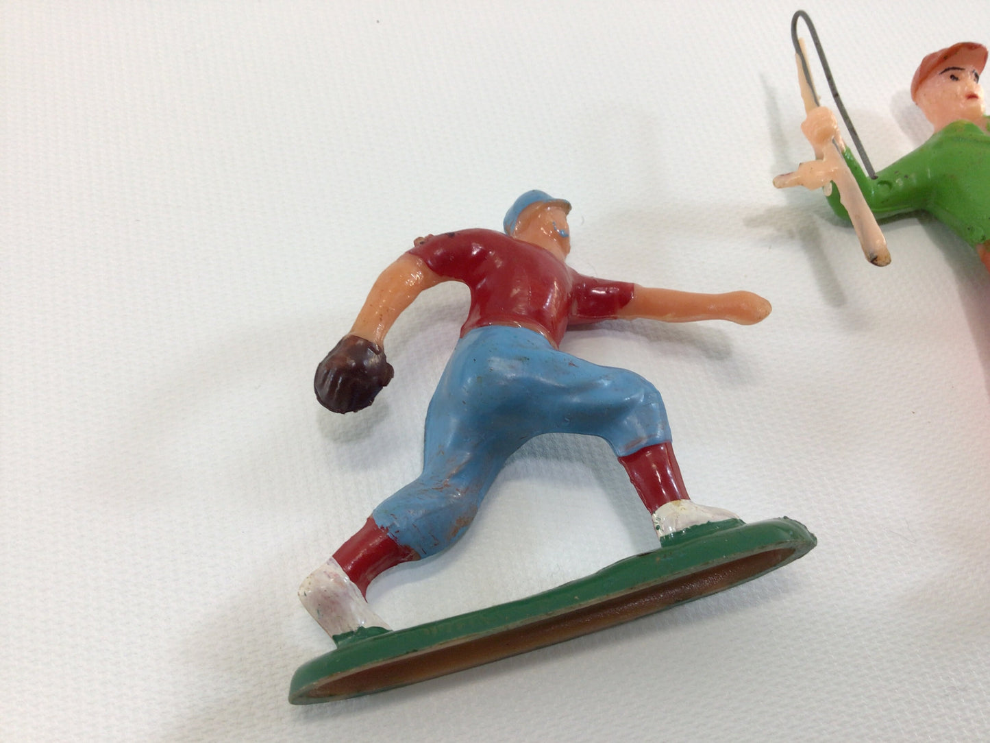 Sports Theme Cake Toppers Vintage Kitschy Party Ephemera Fly Fisherman and Baseball Pitcher