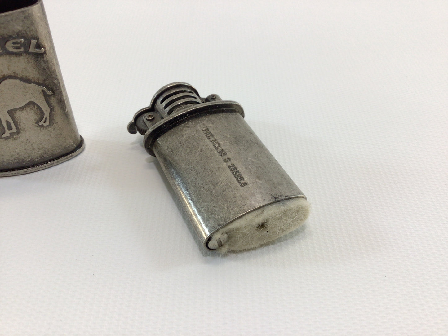 Pewter Camel Refillable Fluid Cigarette Lighter Vintage Tobacciana Advertising Collectible