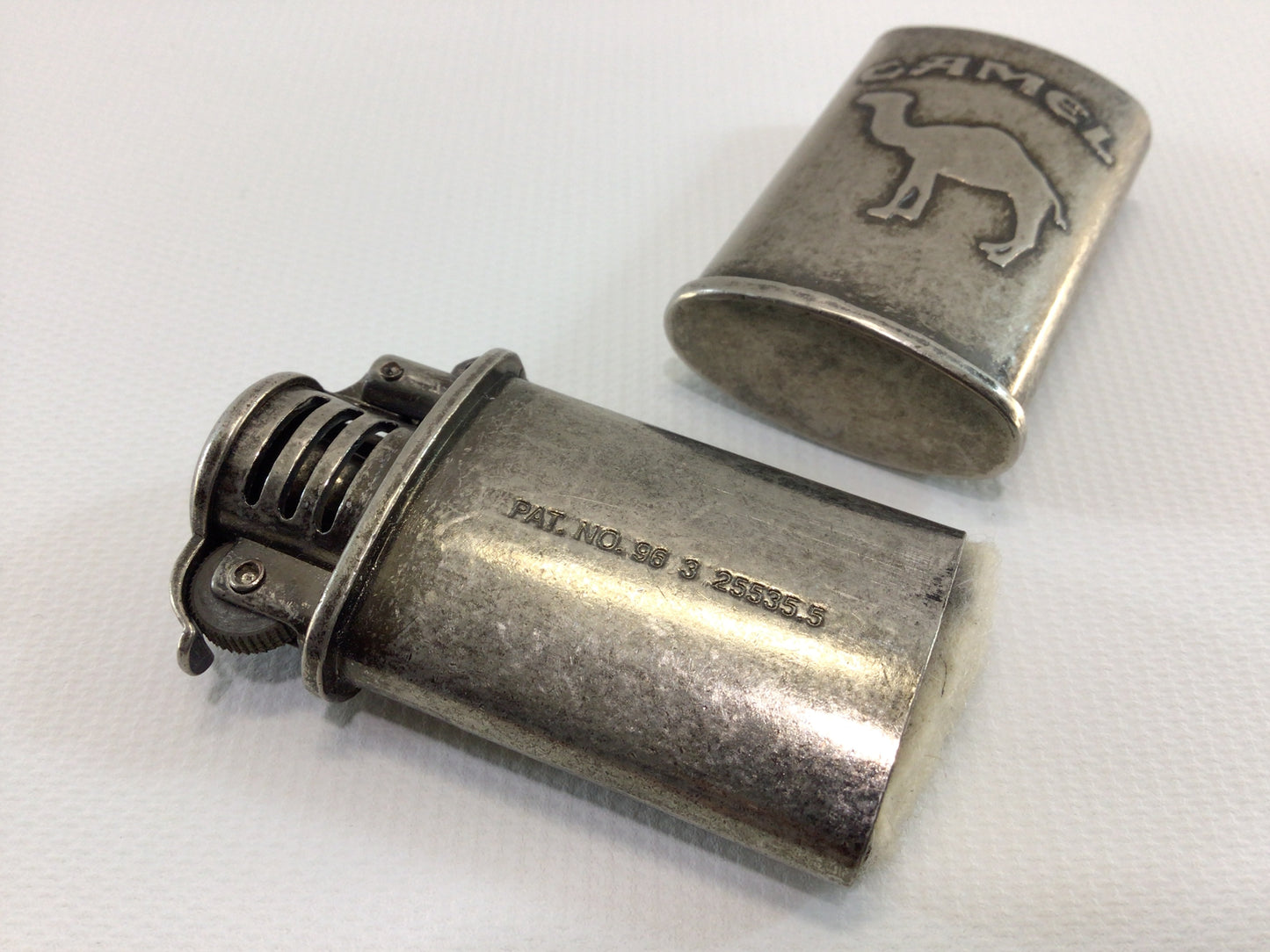 Pewter Camel Refillable Fluid Cigarette Lighter Vintage Tobacciana Advertising Collectible