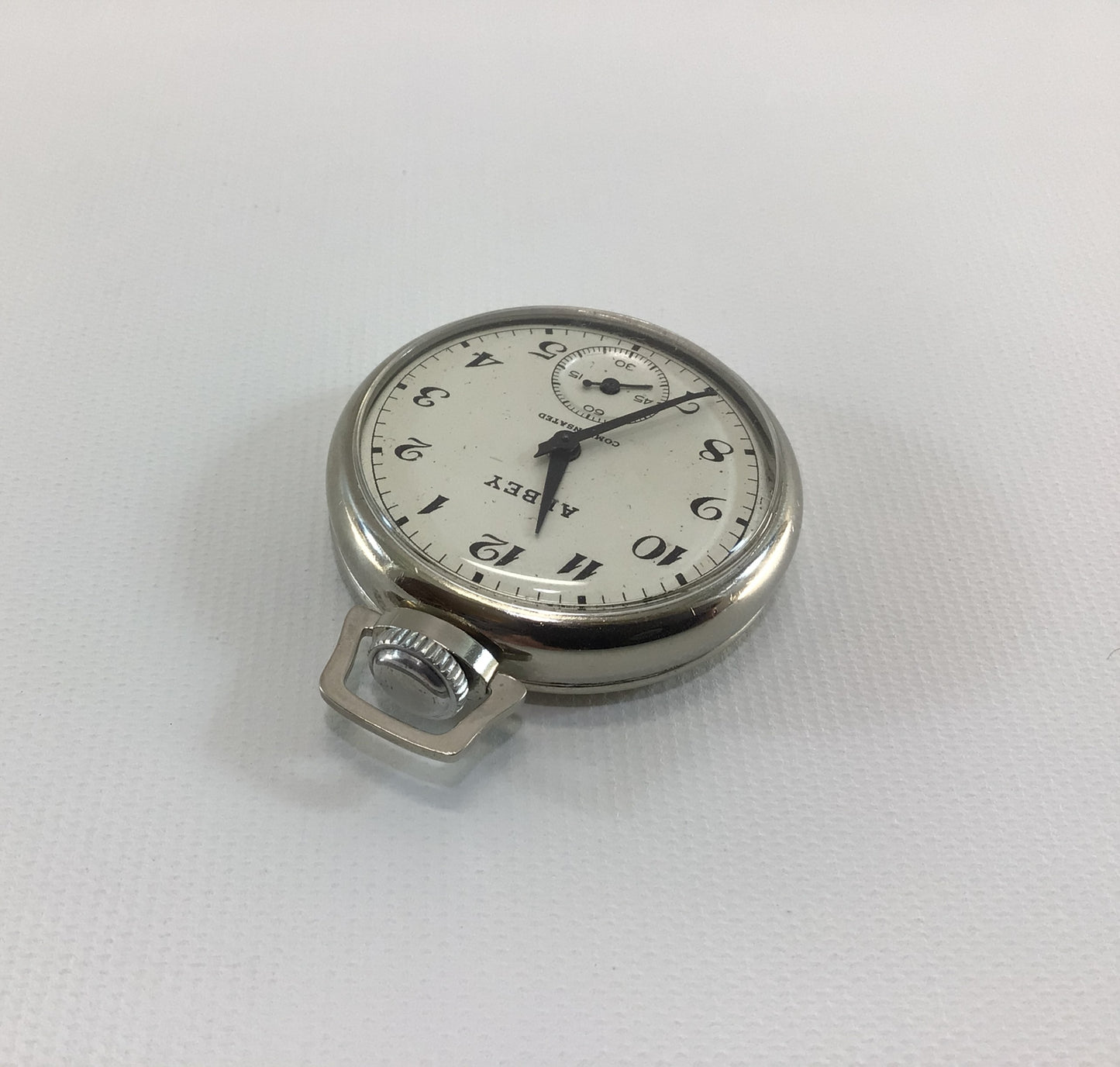 Abbey Compensated Pocket Watch with Second Hand Vintage Mechanical Wind Dime Store Dollar Watch - Working Condition