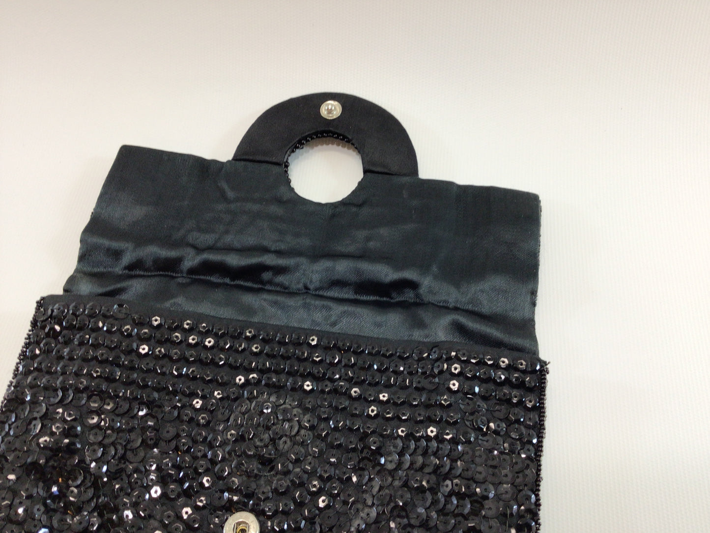 Black Sequin Handbag Clutch Purse Made in Japan Vintage Evening Fashion Accessory