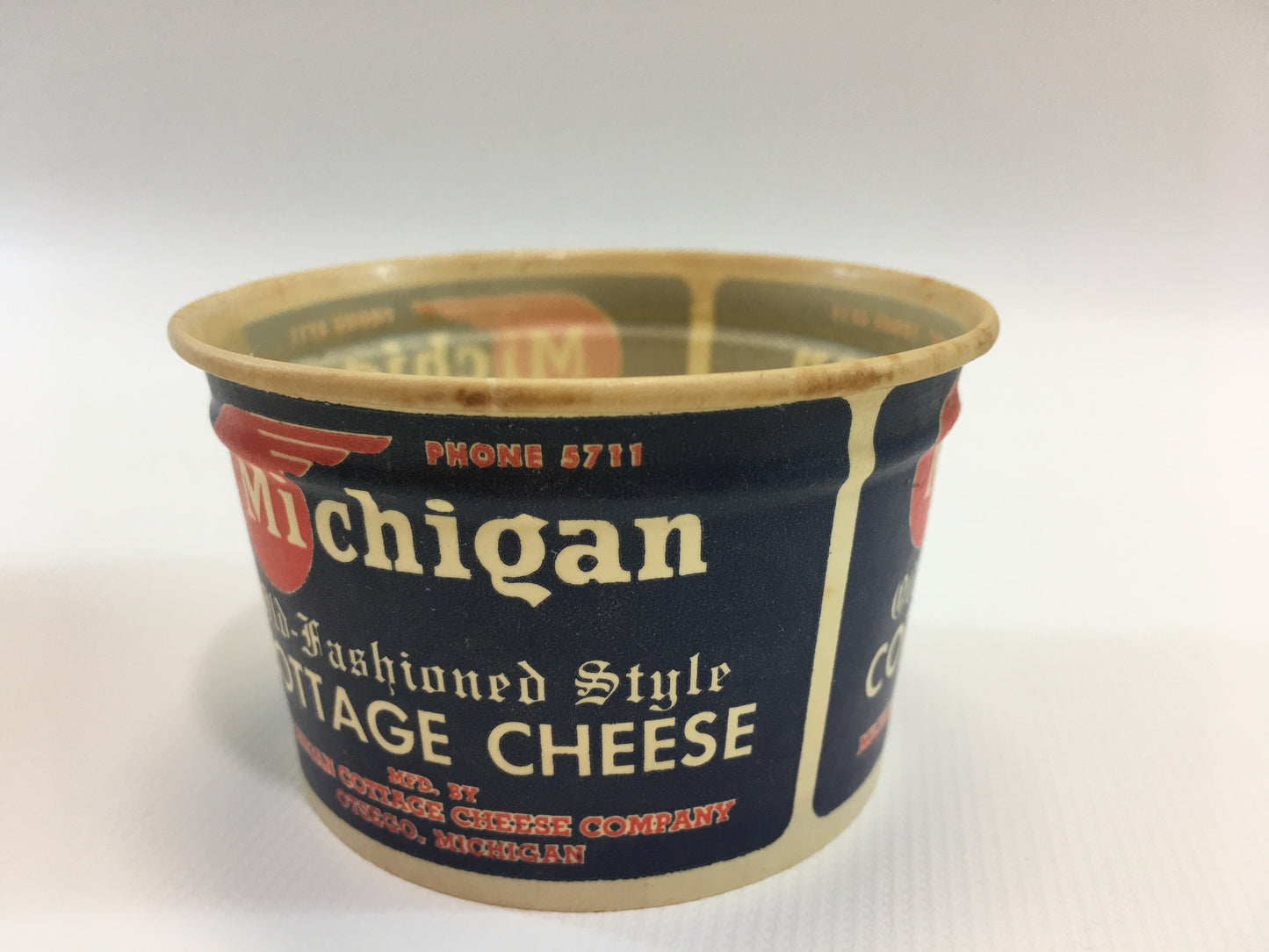 Vintage Cottage Cheese Container Michigan Old Fashion Style Small Single Serve Size