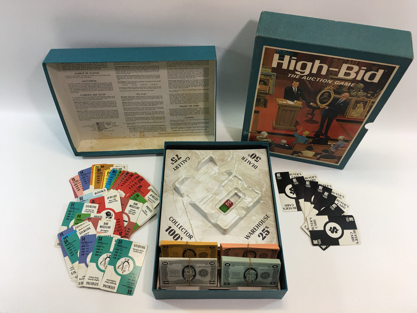 1965 High-Bid The Auction Game Bookshelf Game Vintage Minnesota Mining and Manufacturing Co Board Game