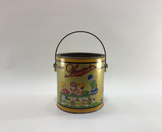 Sanders Satin Candies Tin Lithograph Candy Container Pail Antique Home Decor Advertising Ephemera