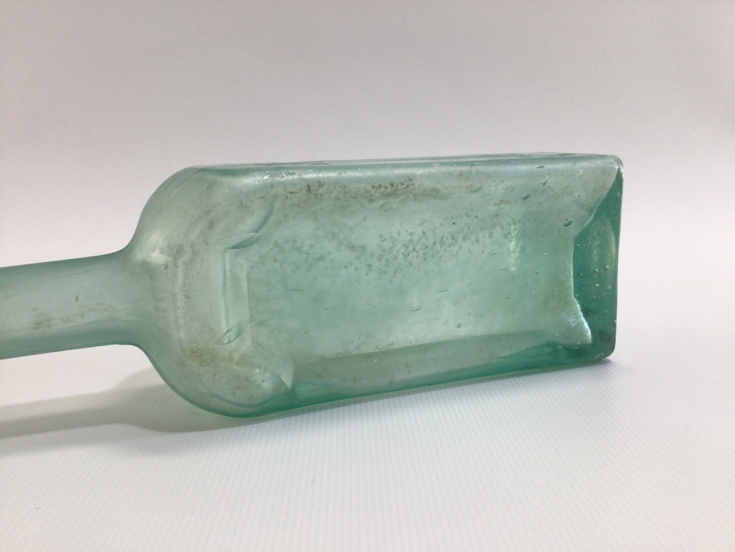 Antique Home Remedies Bottle Hall's Balsam Applied Top Aqua Green Glass