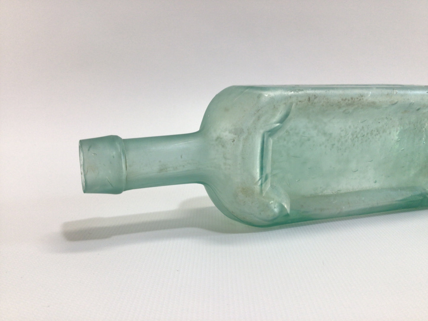 Antique Home Remedies Bottle Hall's Balsam Applied Top Aqua Green Glass