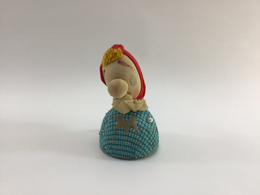 Babushka Doll Pincushion Tape Measure Kitschy Made in Japan Vintage Sewing Notion Accessory