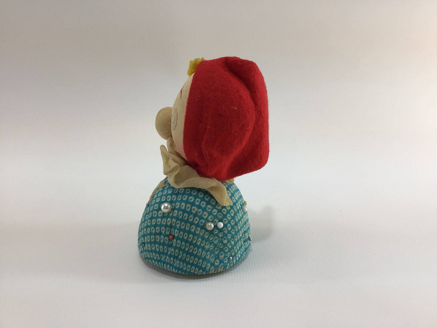 Babushka Doll Pincushion Tape Measure Kitschy Made in Japan Vintage Sewing Notion Accessory