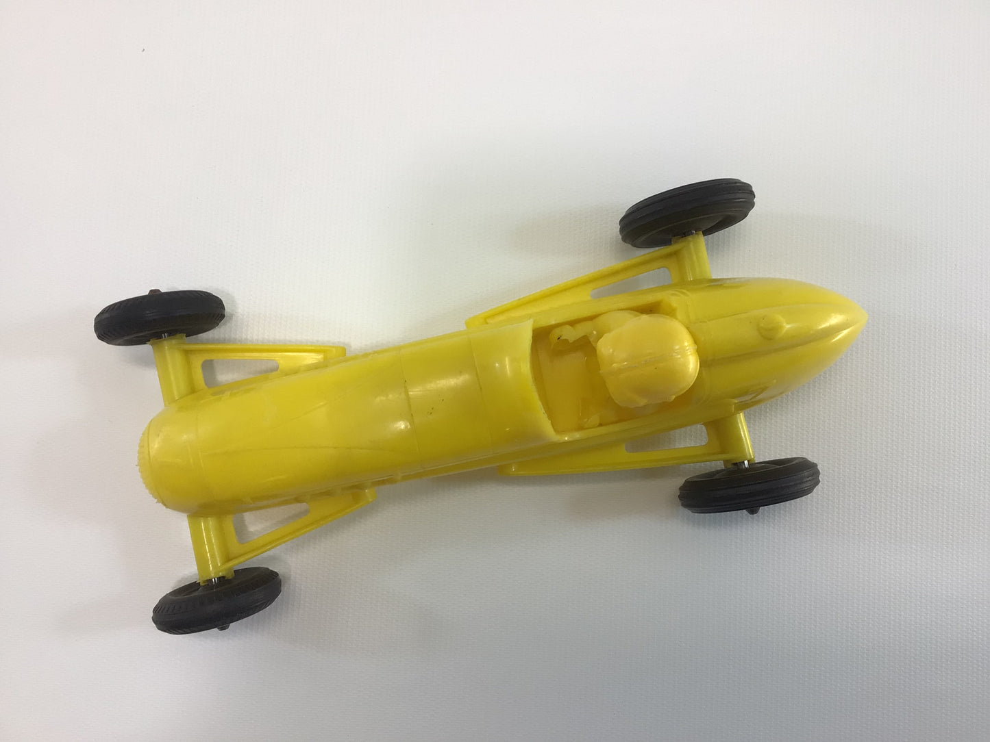 1960s Toy Race Car Yellow No 7 Processed Plastics Boattail Era Style Racer