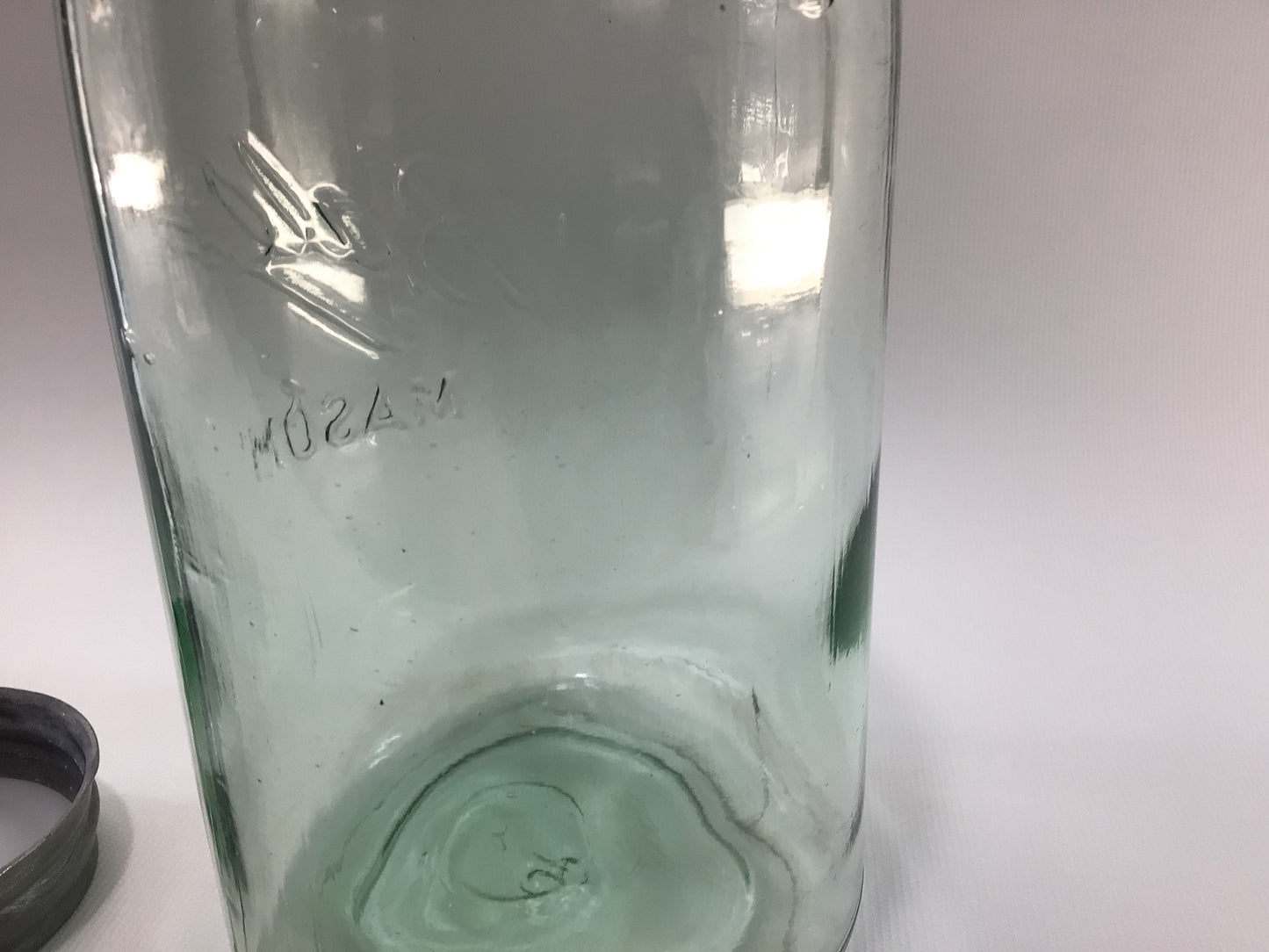 Vintage Green Glass Ball Mason Jar 1/2 Gallon #3 with Zinc Lid