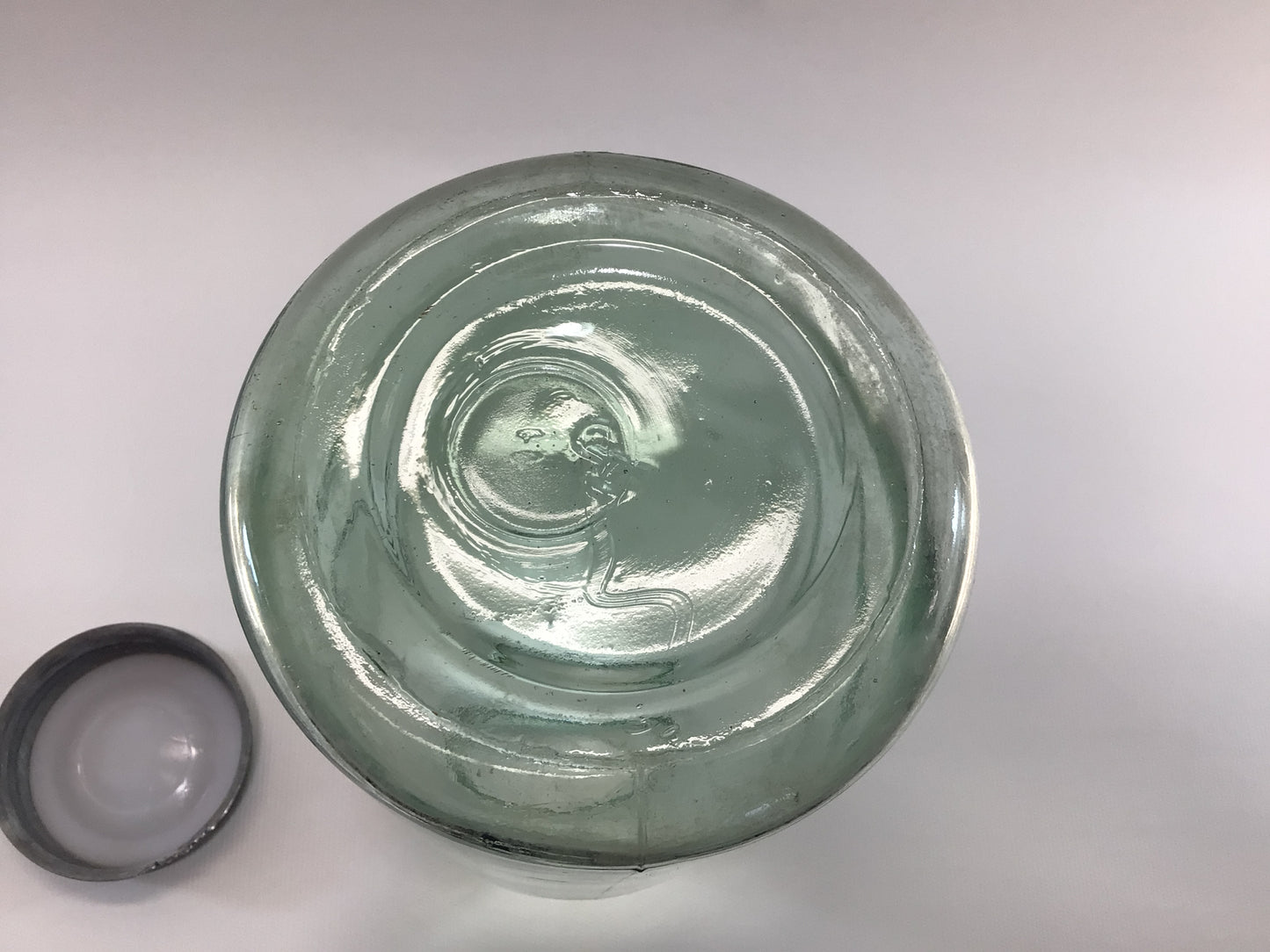 Vintage Green Glass Ball Mason Jar 1/2 Gallon #3 with Zinc Lid