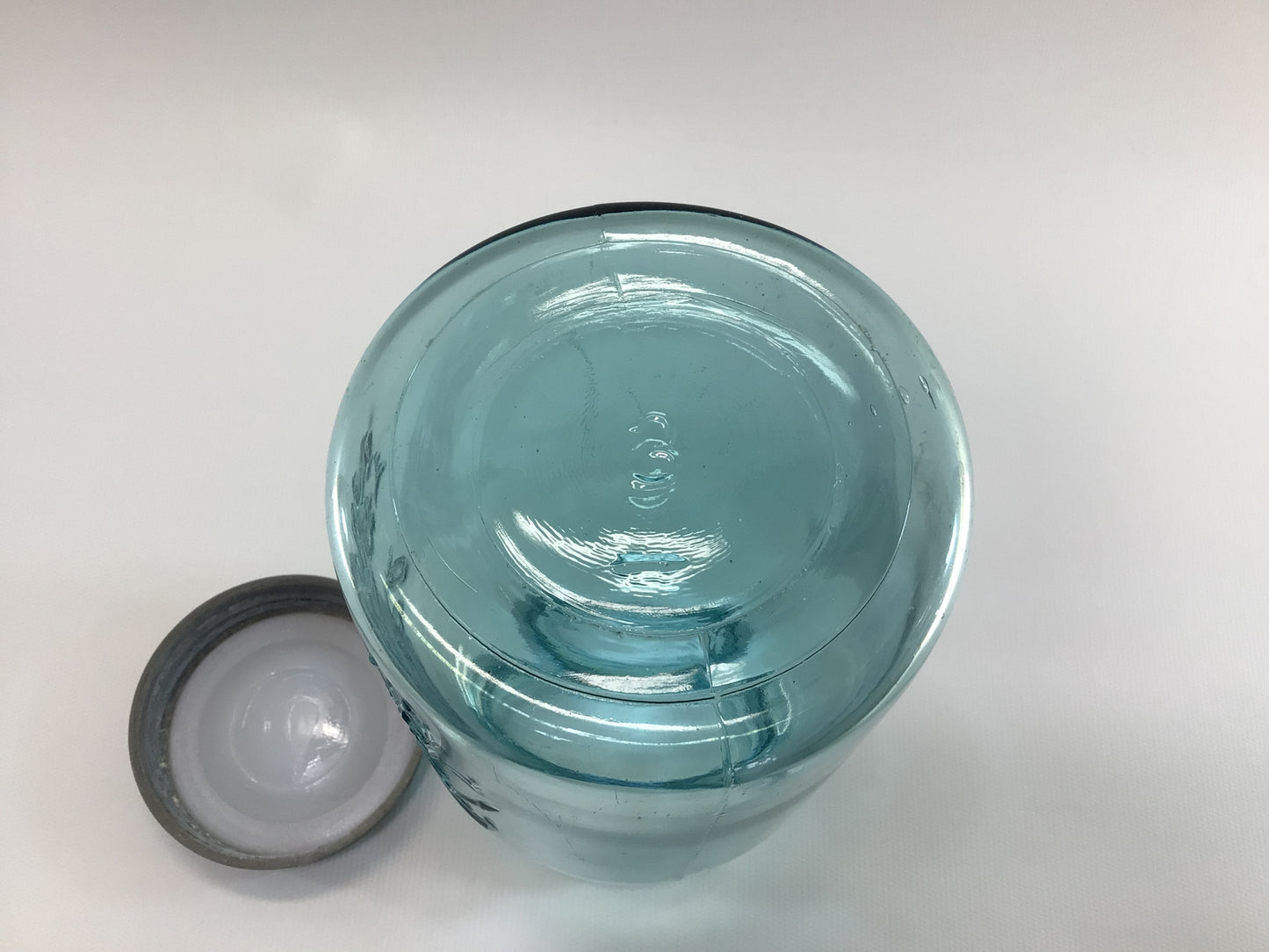 Vintage Blue Glass Ball Perfect Mason Jar One Quart #3 with Zinc Lid