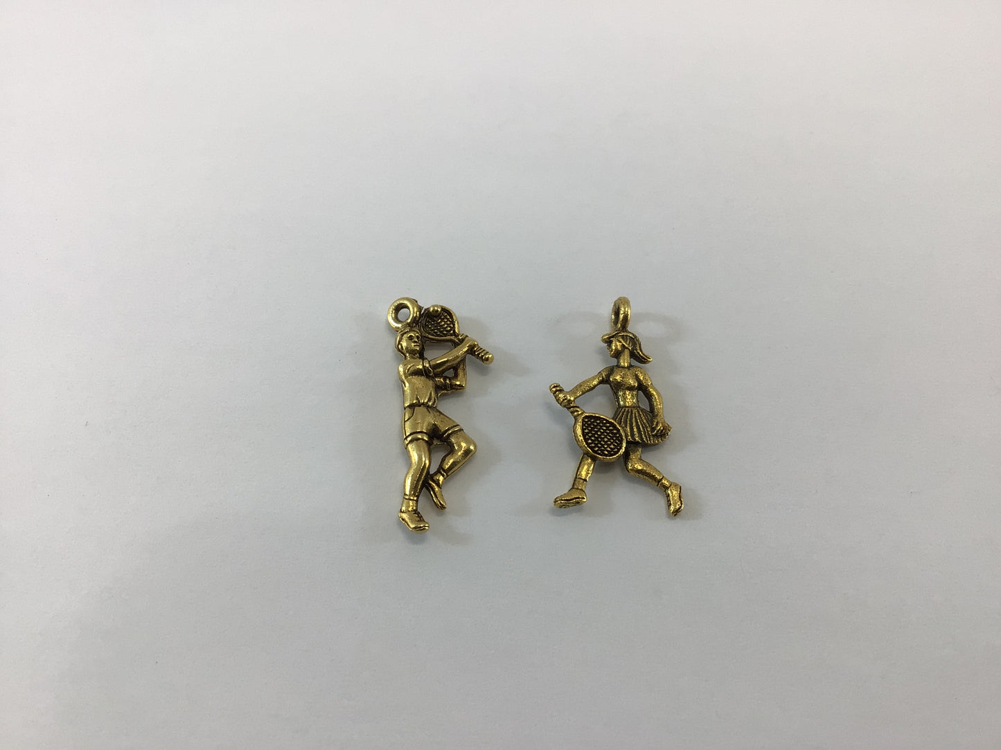 Tennis Bracelet Charms Vintage Gold Tone Costume Fashion Jewelry Accessories Players Visor Racquet and Ball