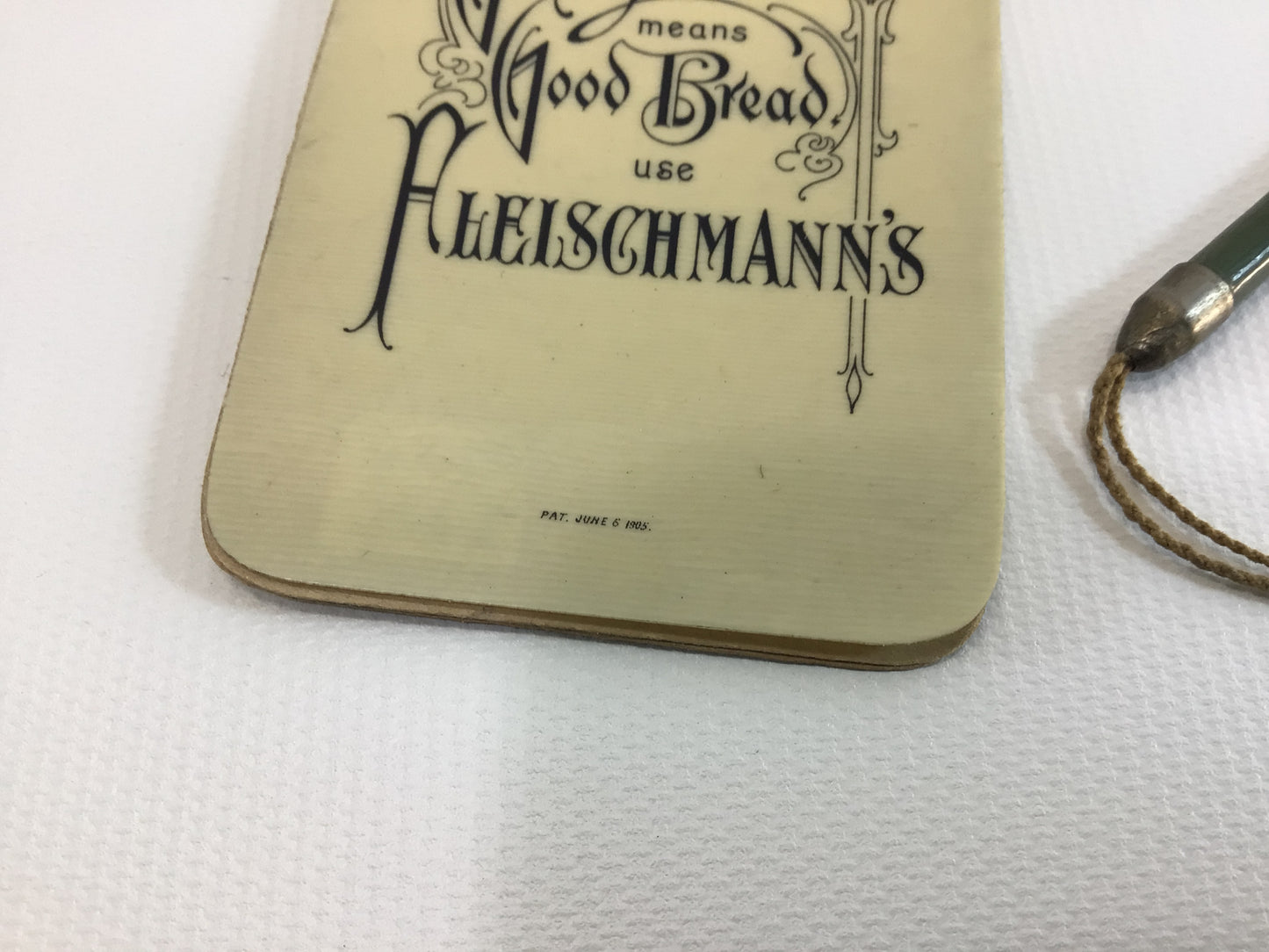 Antique Celluloid Pocket Notepad with Pencil Advertising Ephemera Fleischmann"s Yeast