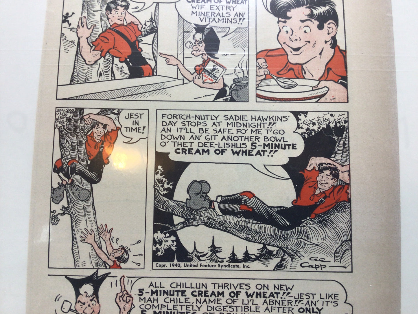 1940 Magazine Advertisement Old Paper Ephemera Cream of Wheat Lil Abner Cartoon