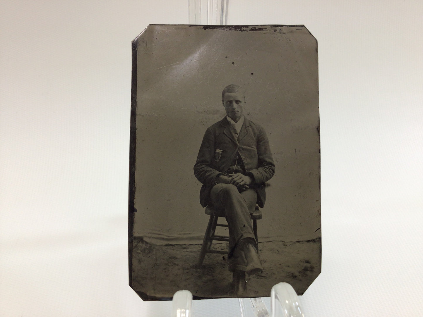 Tintype 19th Century Photograph Distinguished Gentleman Seated Portrait Photo