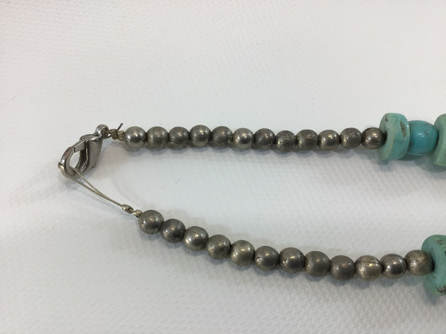 Turquoise Beaded Sterling Silver 925 Necklace