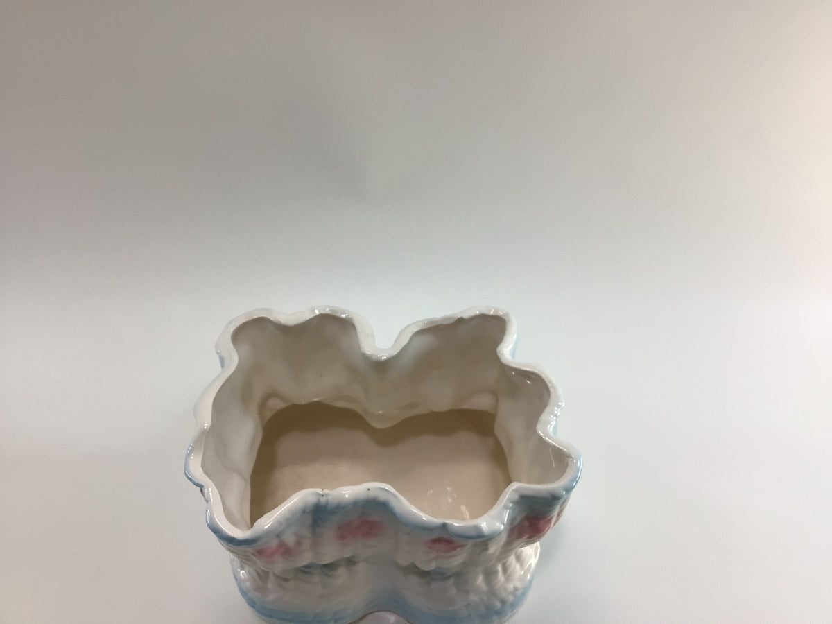Blue White Baby Booties Ceramic Planter No 1352 Mid Century Relpo Made in Japan Cute Kitschy Children's Home Decor Shower Storage Container