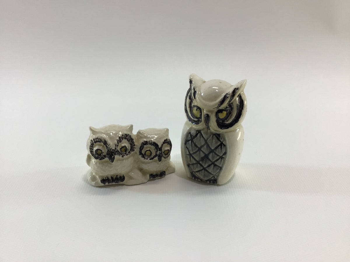 Vintage Owl Figurines Small 3" Ceramic Made in Japan Kitsch
