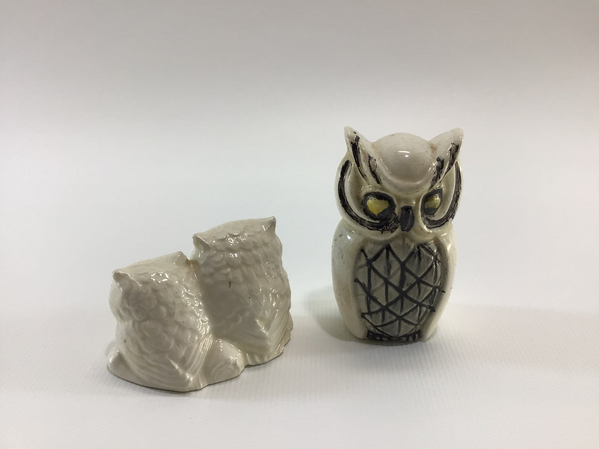 Vintage Owl Figurines Small 3" Ceramic Made in Japan Kitsch