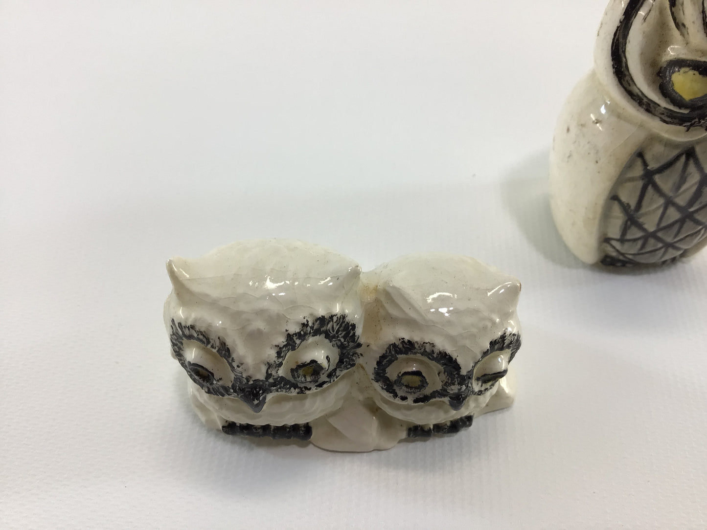 Vintage Owl Figurines Small 3" Ceramic Made in Japan Kitsch