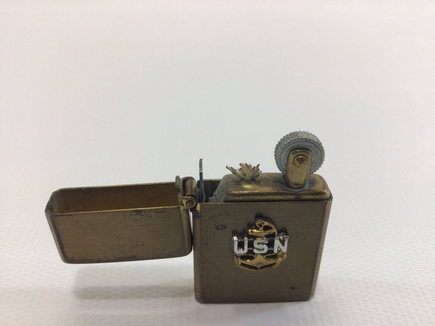 Miniature Brass USN Cigarette Lighter Vintage Made in Japan Tobacciana Collectible