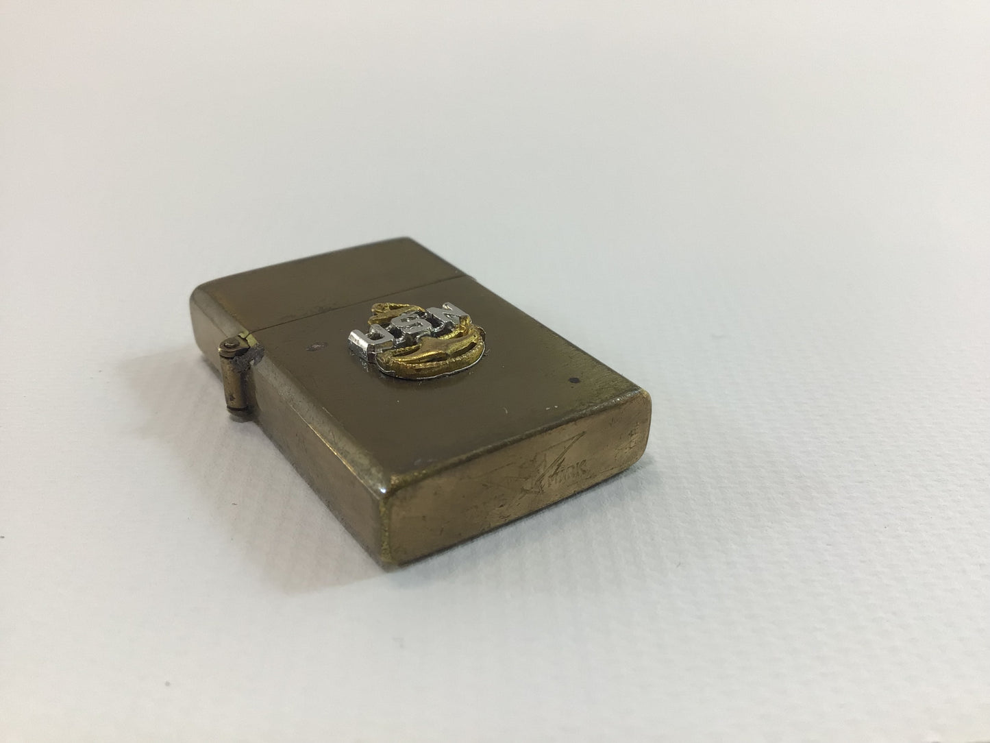 Miniature Brass USN Cigarette Lighter Vintage Made in Japan Tobacciana Collectible