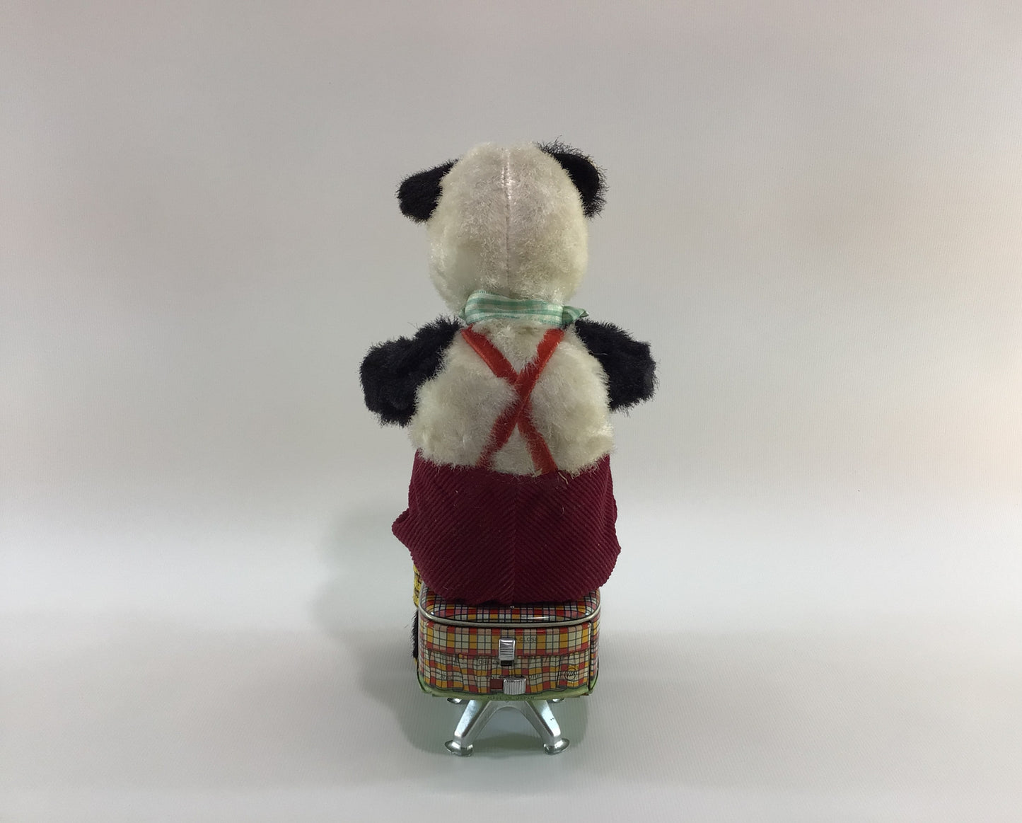 Alps Balloon Blowing Teddy Bear Vintage Made in Japan Battery Operated Tin Lithograph and Mohair Toy