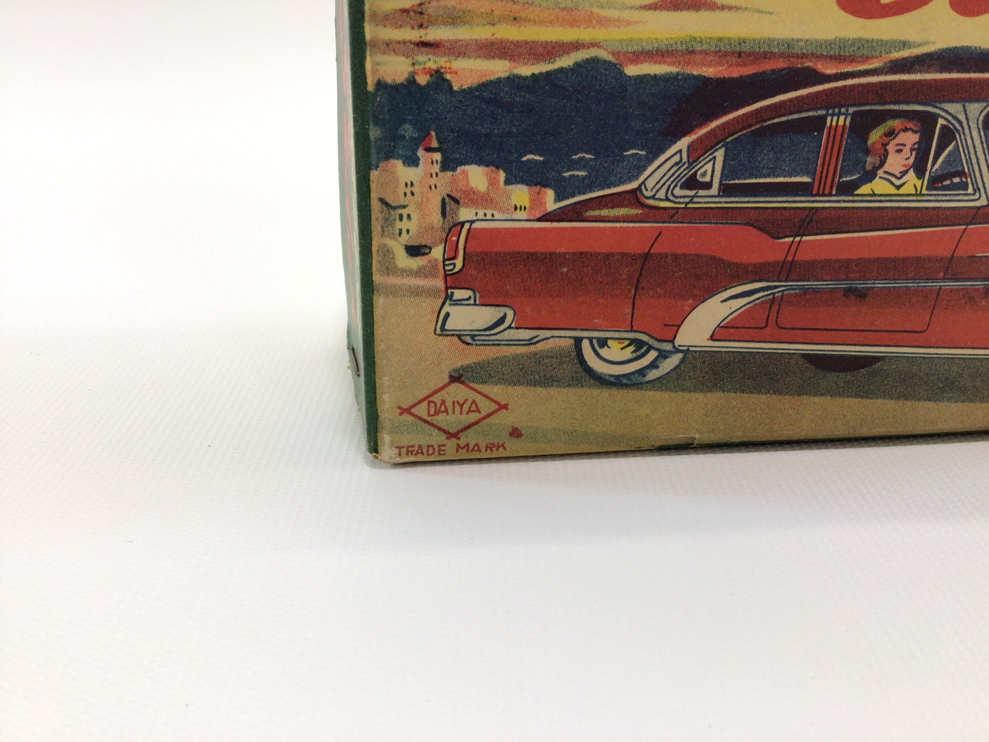 Vintage Tin Lithograph Toy Friction Car V8 Firedome Sedan Daiya Made in Japan