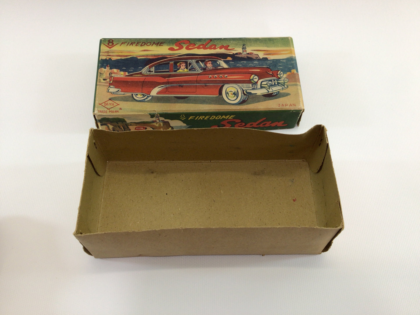Vintage Tin Lithograph Toy Friction Car V8 Firedome Sedan Daiya Made in Japan