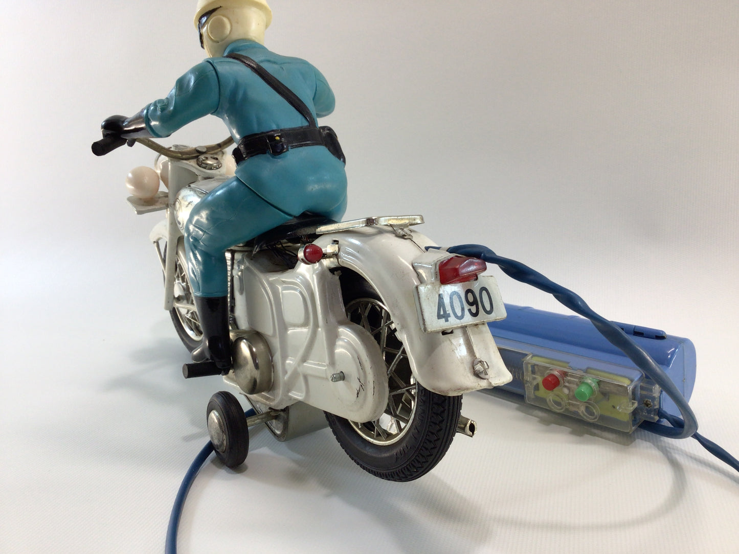 Bandai Remote Control Police Motorcycle Vintage  Made in Japan Tin Lithograph Battery Operated Toy