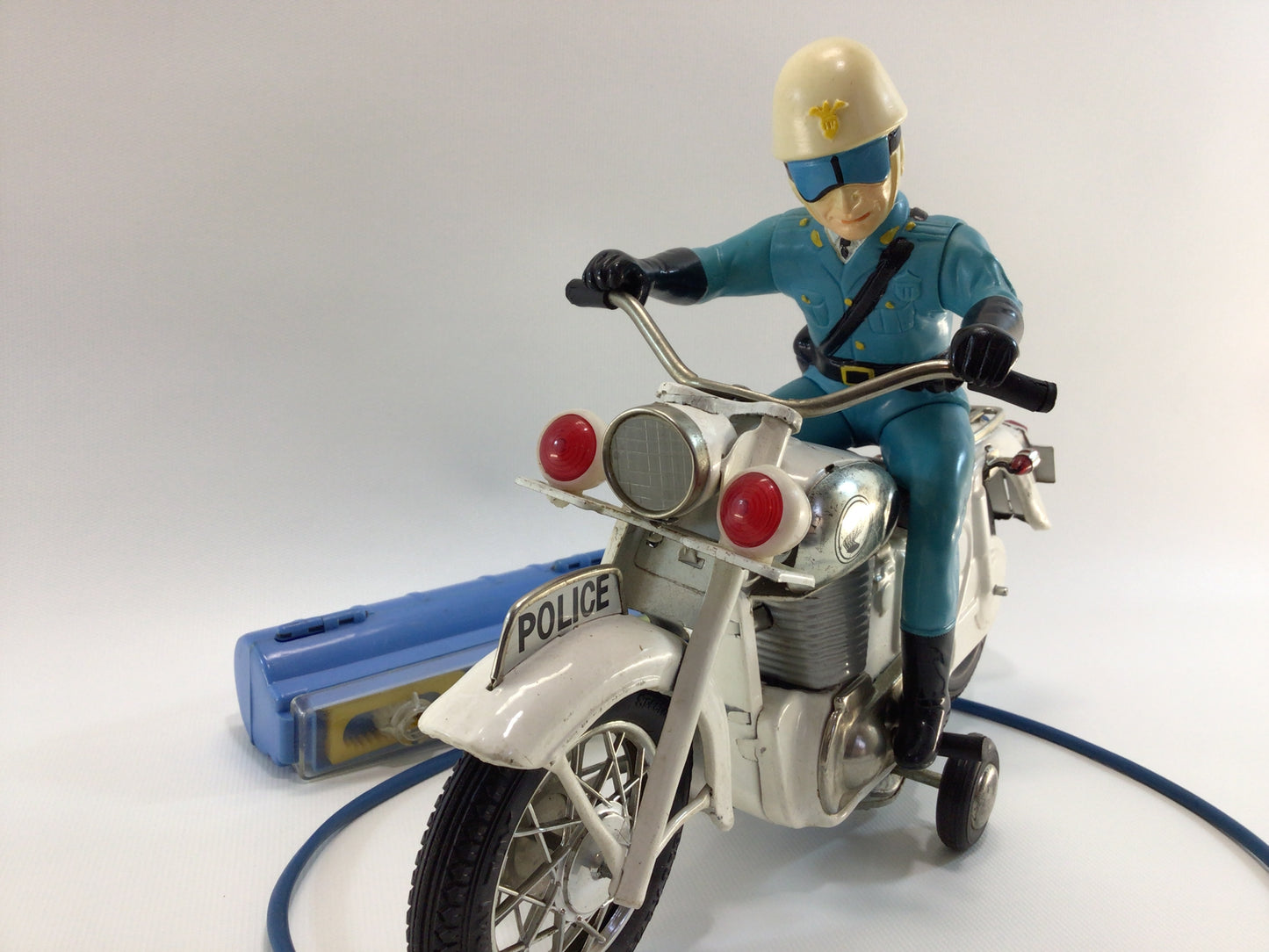 Bandai Remote Control Police Motorcycle Vintage  Made in Japan Tin Lithograph Battery Operated Toy