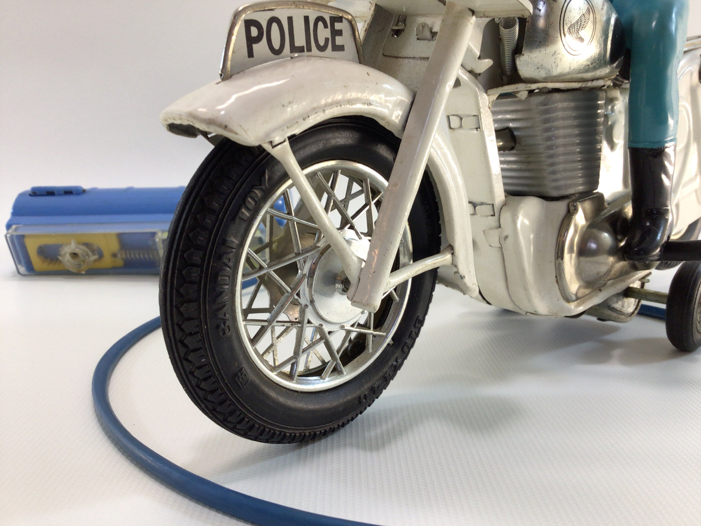 Bandai Remote Control Police Motorcycle Vintage  Made in Japan Tin Lithograph Battery Operated Toy