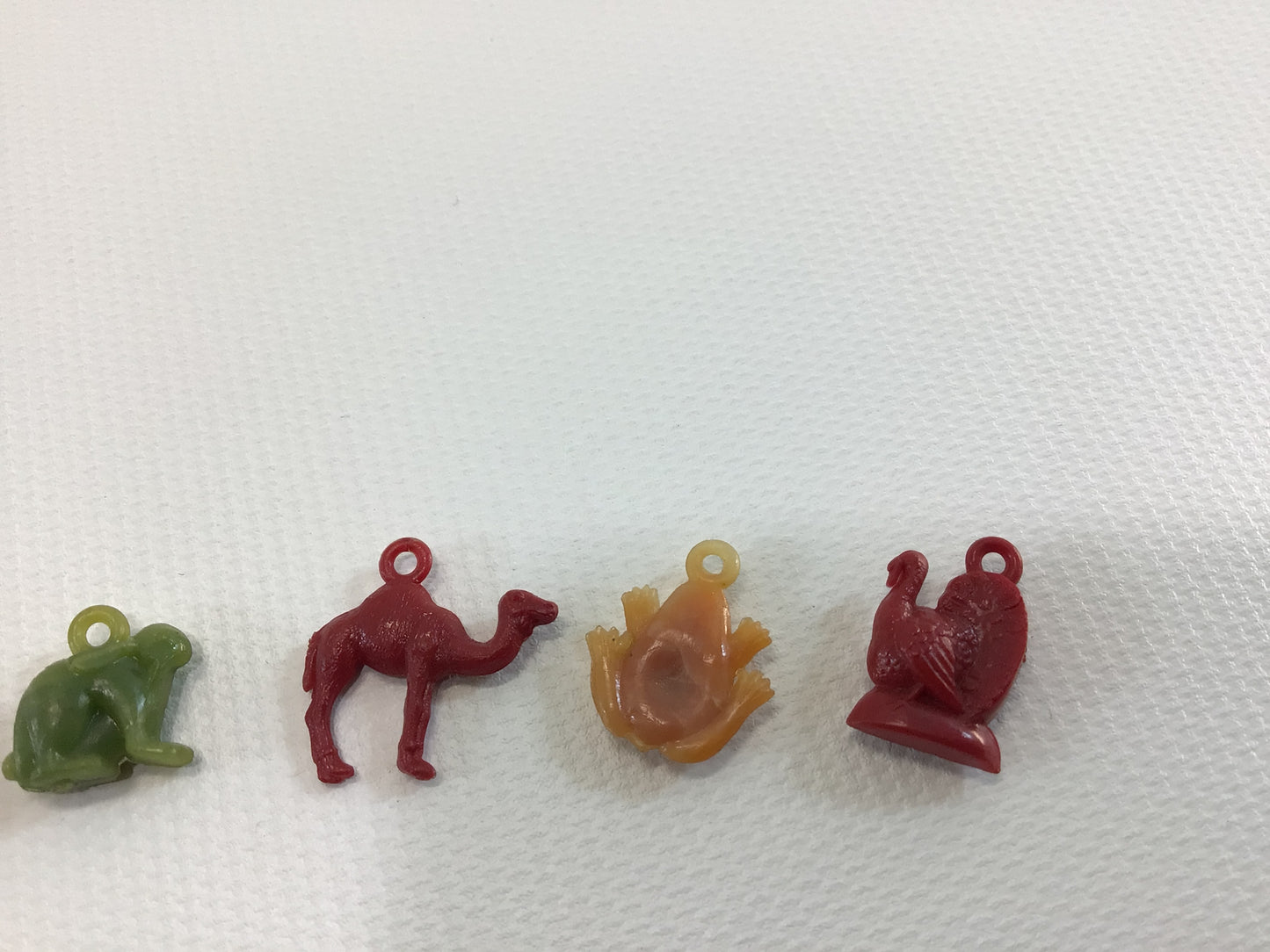 Hard Plastic Miniature Animal Charms Vintage 1960s Gumball Machine Toy Prizes Lot of Six