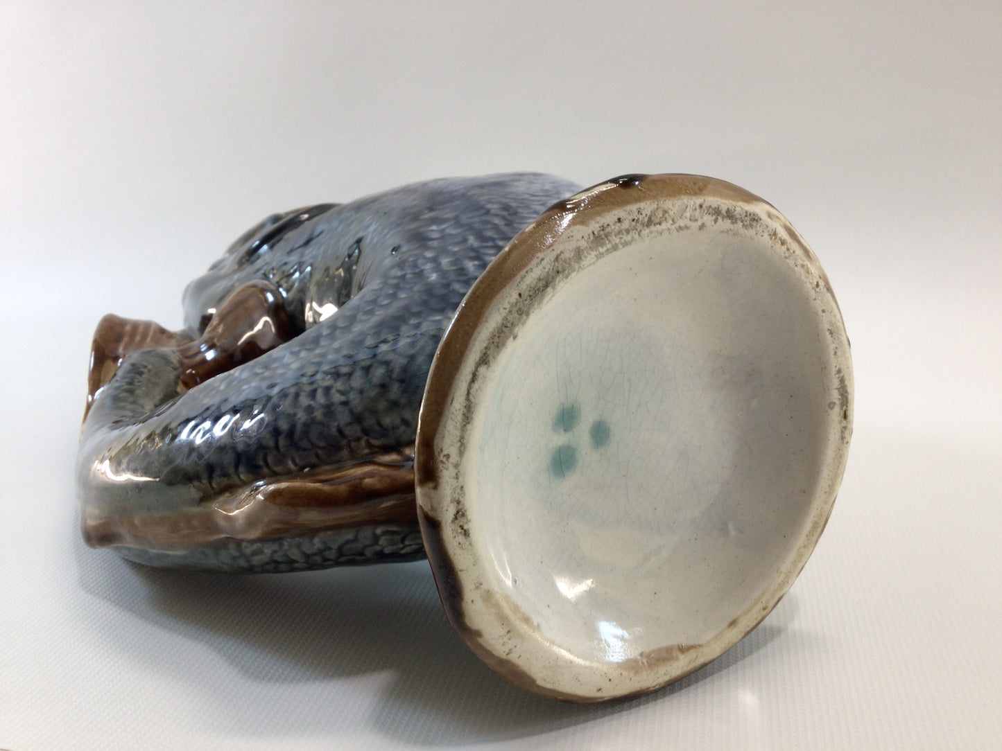 Victorian Era Hand Painted English Majolica 11" Fish Pitcher Antique Dining Decor