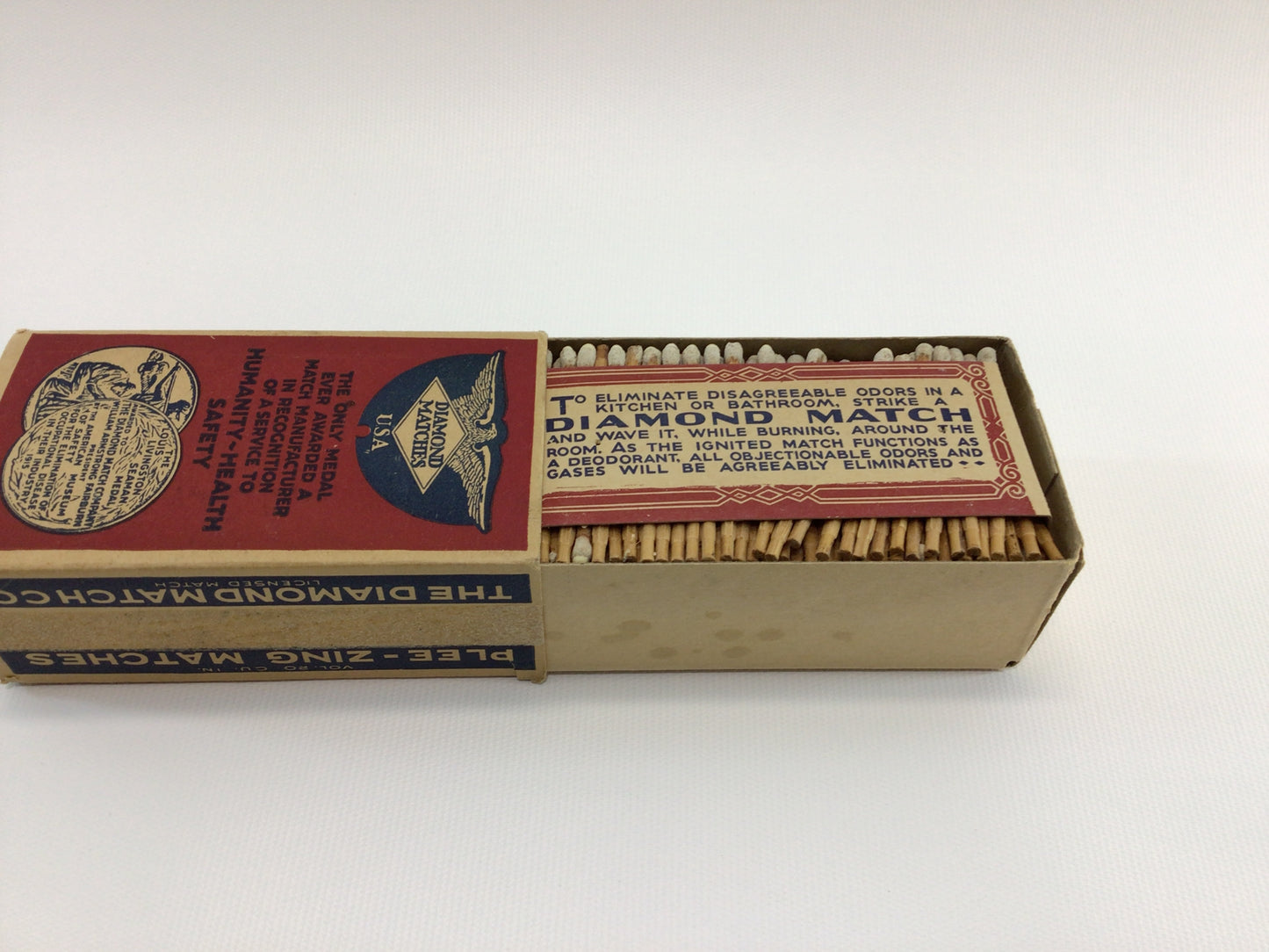 PLEE-ZING Diamond Safety Matches Box Vintage General Store Country Kitchen Advertising Ephemera