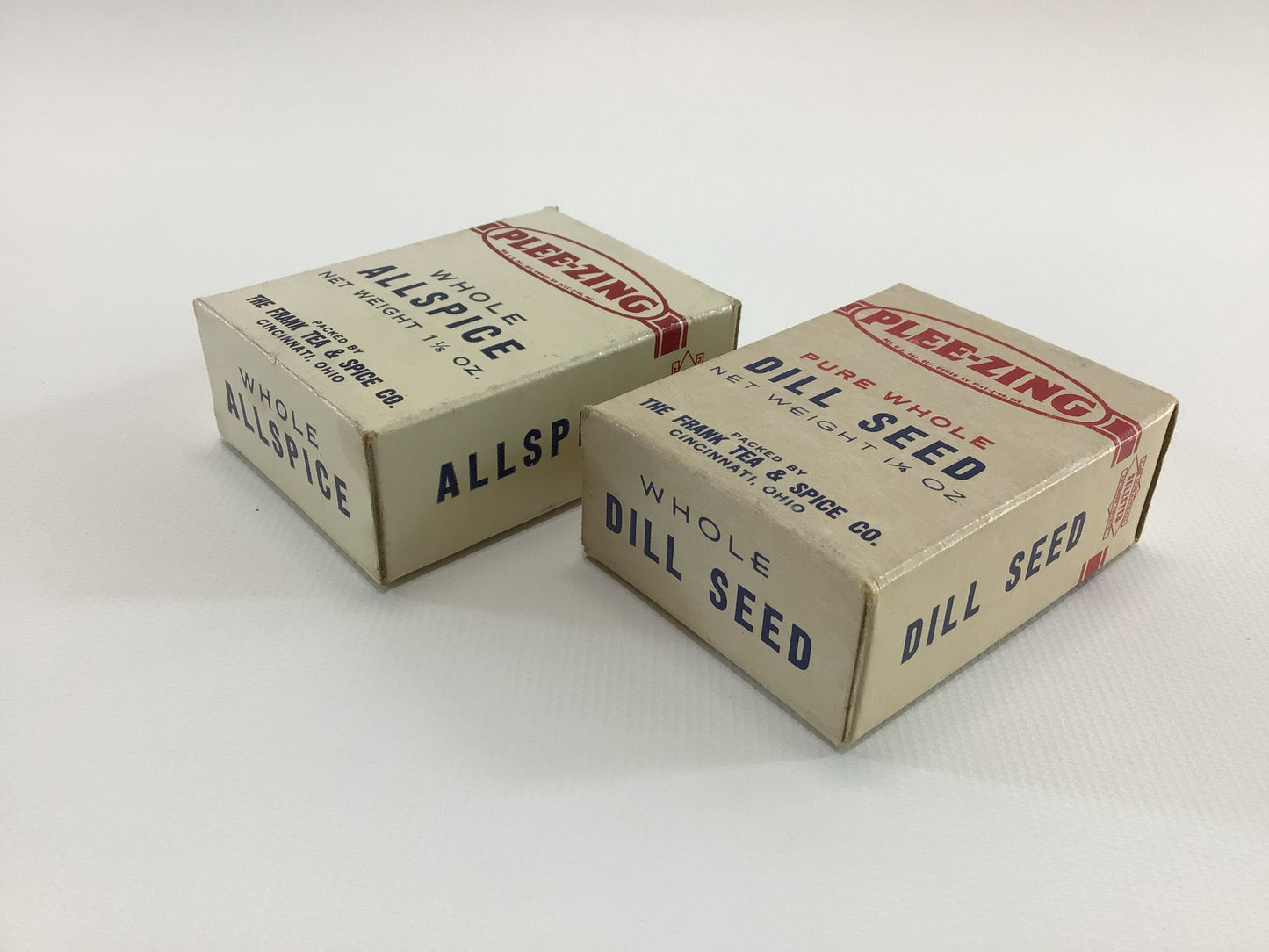 PLEE-ZING Pure Allspice and Dill Spice Boxes Vintage General Store Country Kitchen Ephemera