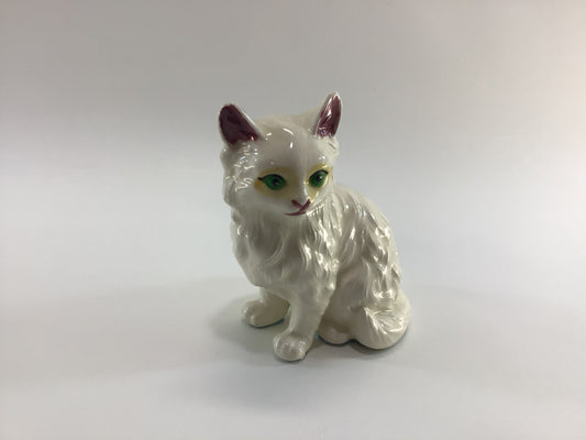 Vintage Ceramic Kitten 5 1/2" Persian White 1970's Retro Farmhouse Home Decor Collectibles