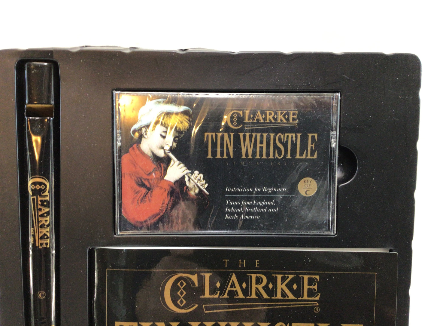 Vintage Clarke Tin Whistle Penny Flute with Instruction Book and Cassette Tape Gift Set