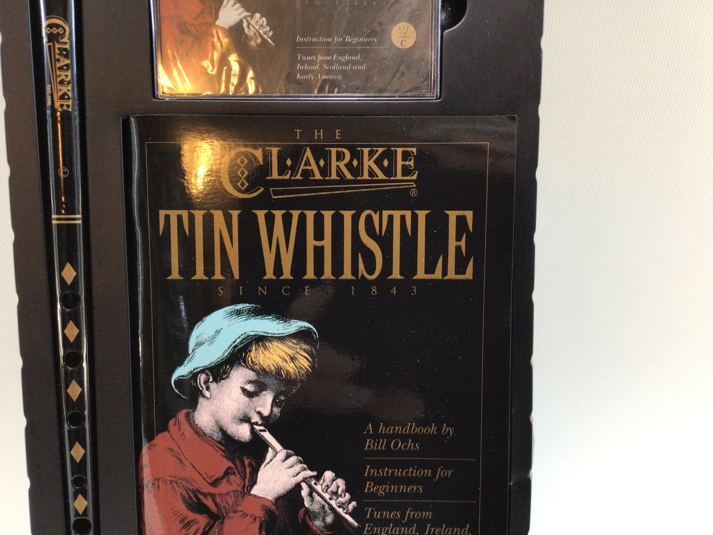 Vintage Clarke Tin Whistle Penny Flute with Instruction Book and Cassette Tape Gift Set