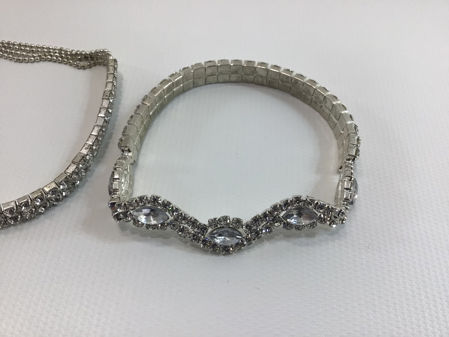 Rhinestone Bracelets Lot of 3 Costume Fashion Jewelry Silver Tone Clear