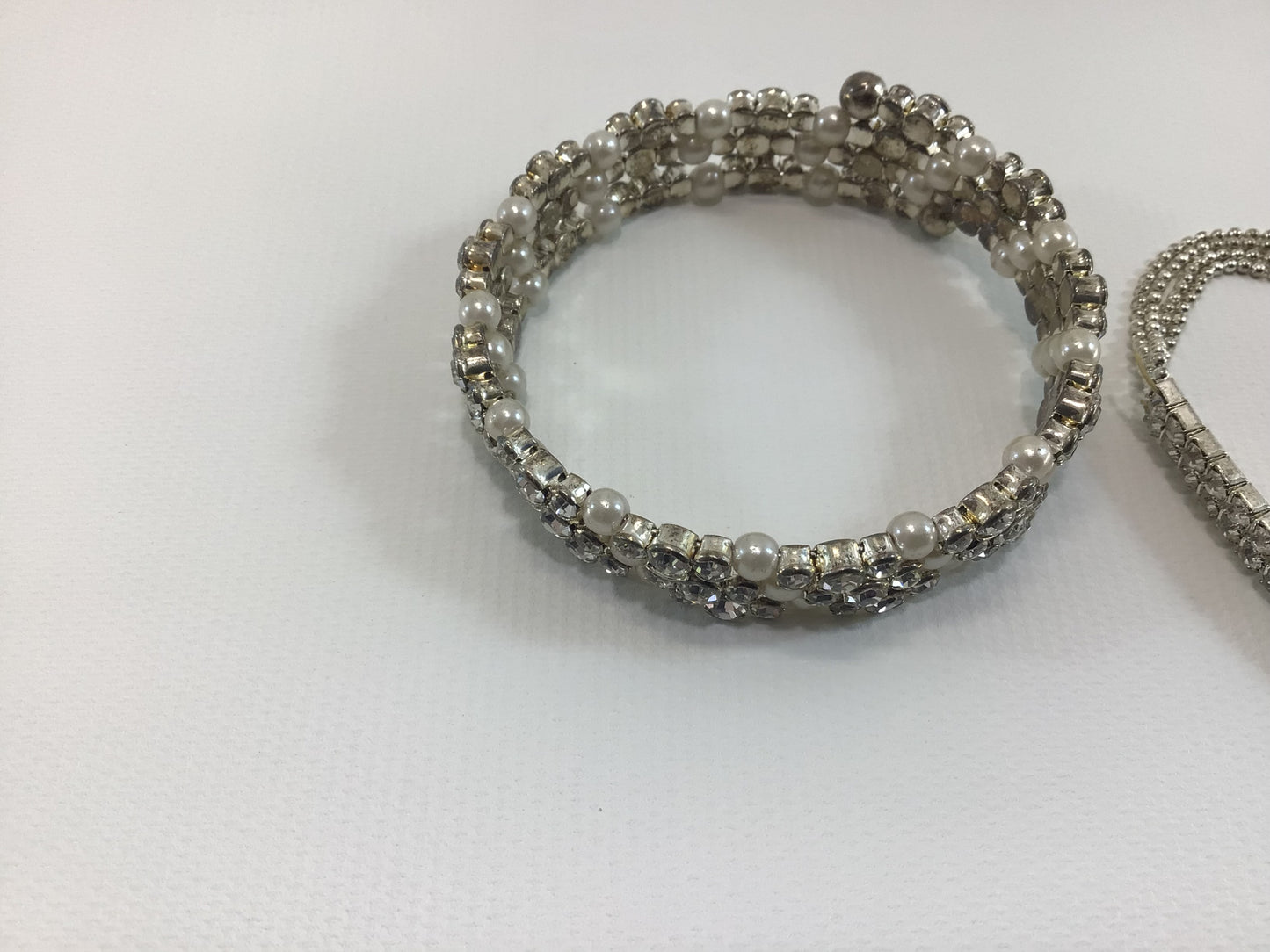 Rhinestone Bracelets Lot of 3 Costume Fashion Jewelry Silver Tone Clear