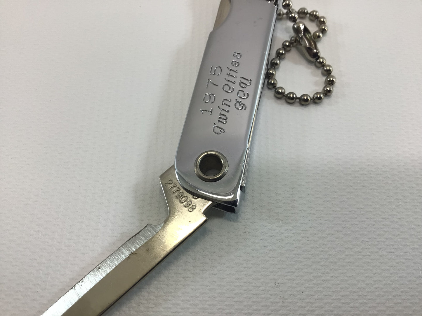 Vintage Keychain Manicure Tool Penknife Chrome Finish 1975 Twin Cities FCU