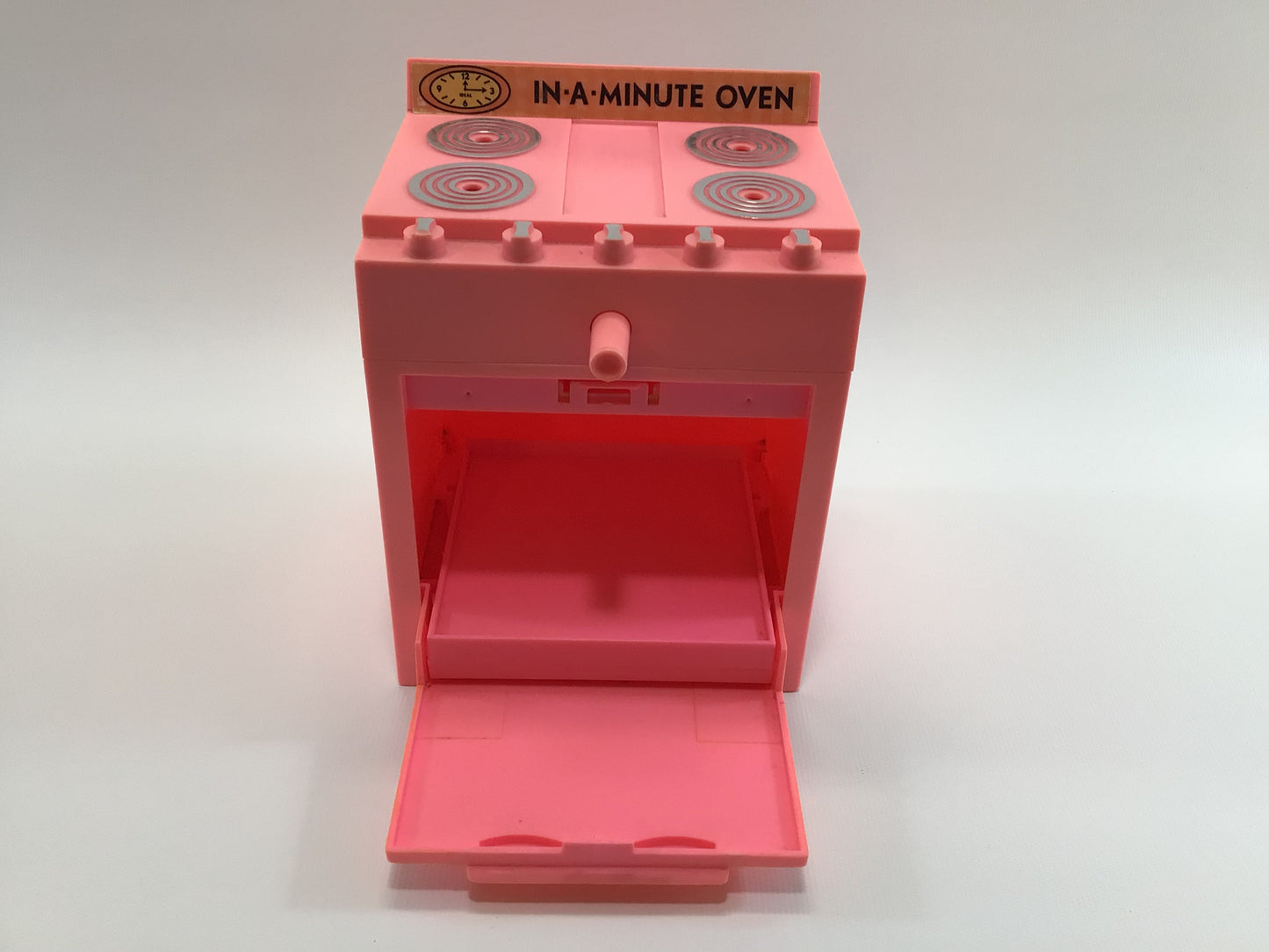 Vintage Toy Oven 1972 Ideal Toys In A Minute Pink Hard Plastic Kitchen Appliance