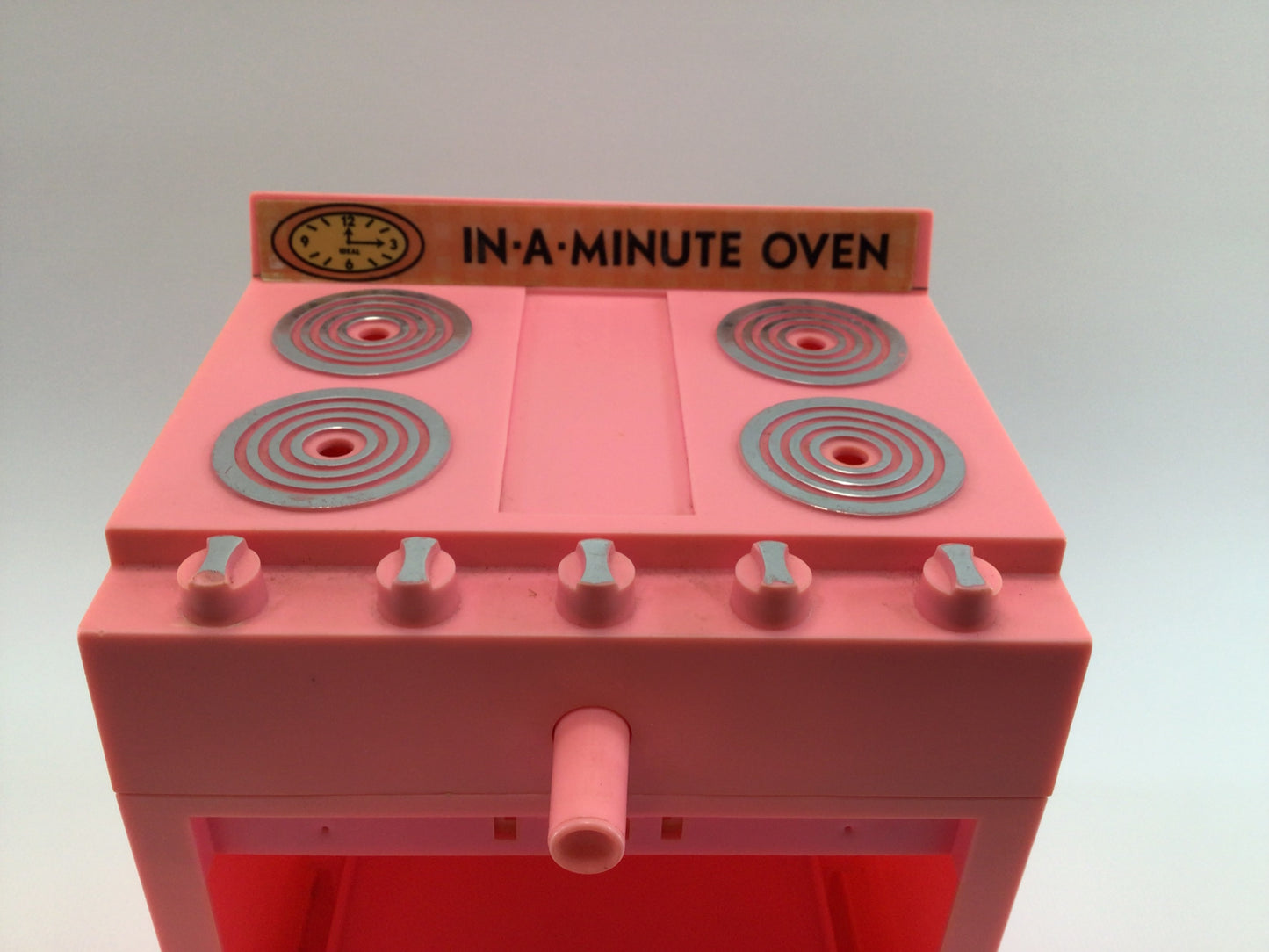 Vintage Toy Oven 1972 Ideal Toys In A Minute Pink Hard Plastic Kitchen Appliance