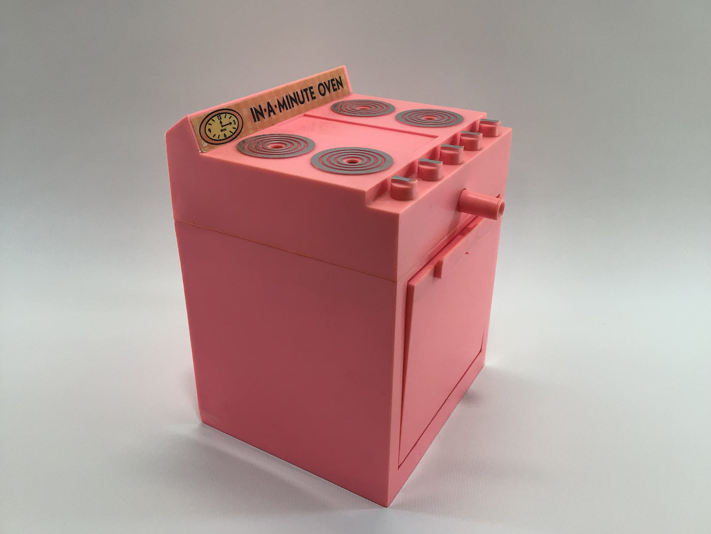 Vintage Toy Oven 1972 Ideal Toys In A Minute Pink Hard Plastic Kitchen Appliance